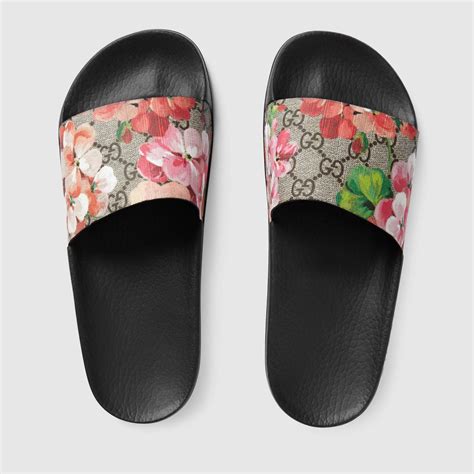 gucci flower sandals|gucci slide sandals with strap.